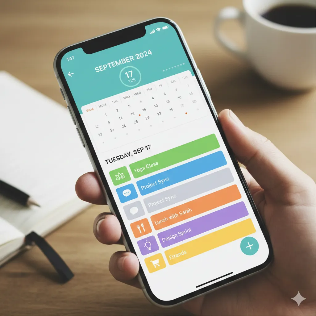 Mobile calendar layout showing organized personal agenda